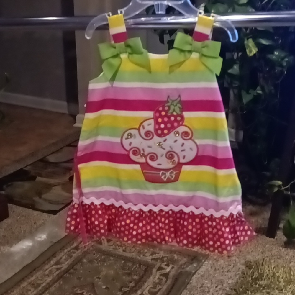 FINAL PRICE YOUNGLAND multi-colored striped polkadot dress 18 mth